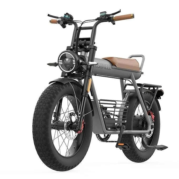 Retro-style Coswheel CT20 electric bike with vintage frame and powerful motor.