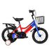 Colorful kids bike with training wheels for learning to ride.