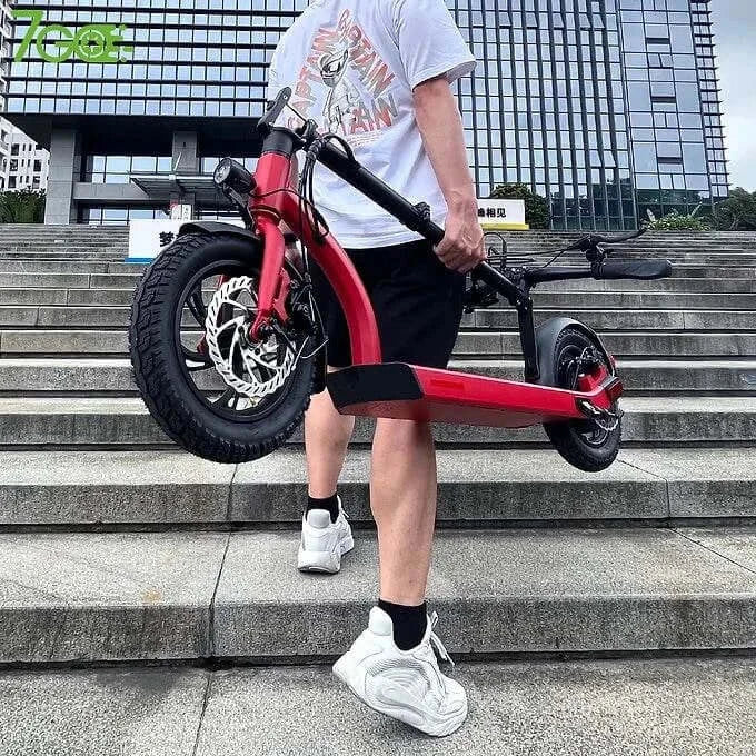 7Go H12 Electric Scooter being carried on stairs for urban commuting.